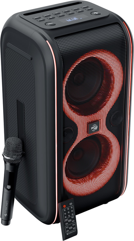 ZEBRONICS Party Fyre 90 Trolley Speaker 5h Playback, Wireless Mic with Display,TWS,USB,AUX Bluetooth Party Speaker(Black, Mono Channel)