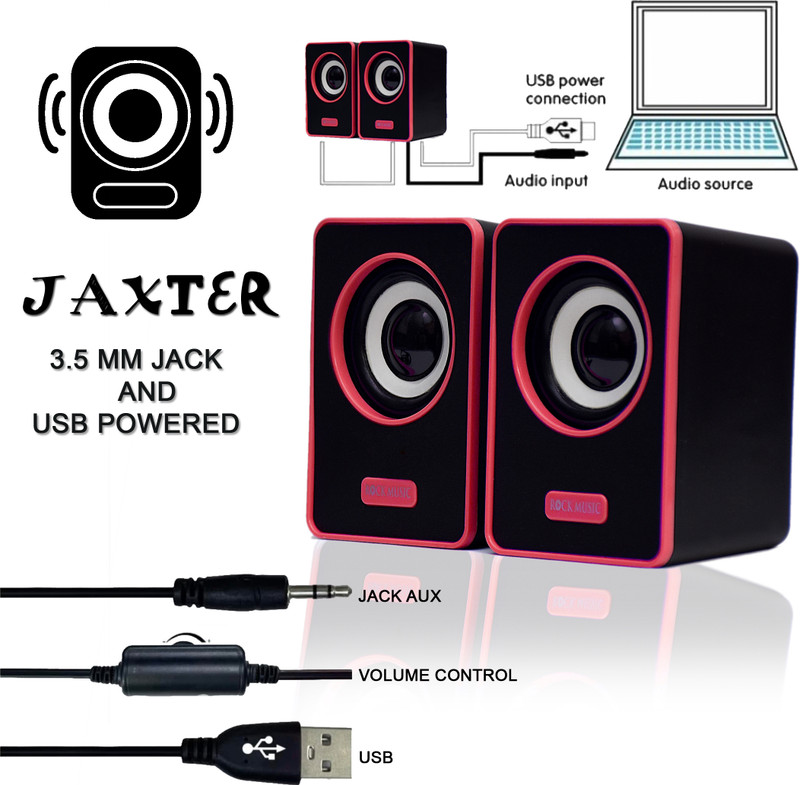 Monrix Bass Sub woofer for PC Laptop /Desktop Speaker 6 W Laptop/Desktop Speaker(Red, 2.1 Channel)