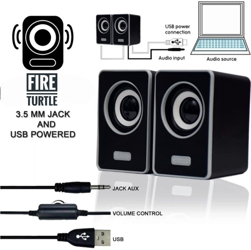 fire turtle Bass Sub woofer for PC Laptop /Desktop Speaker 6 W Laptop/Desktop Speaker(Blue, 2.1 Channel)