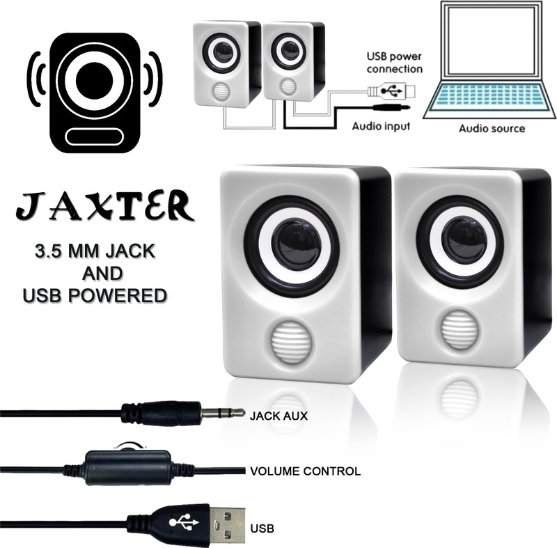 Coracao Compact 6W Multimedia Speakers Rich Bass,Clear Sound | Mobile/Laptop/Desktop Use 6 W Bluetooth Laptop/Desktop Speaker(White, 2.1 Channel)