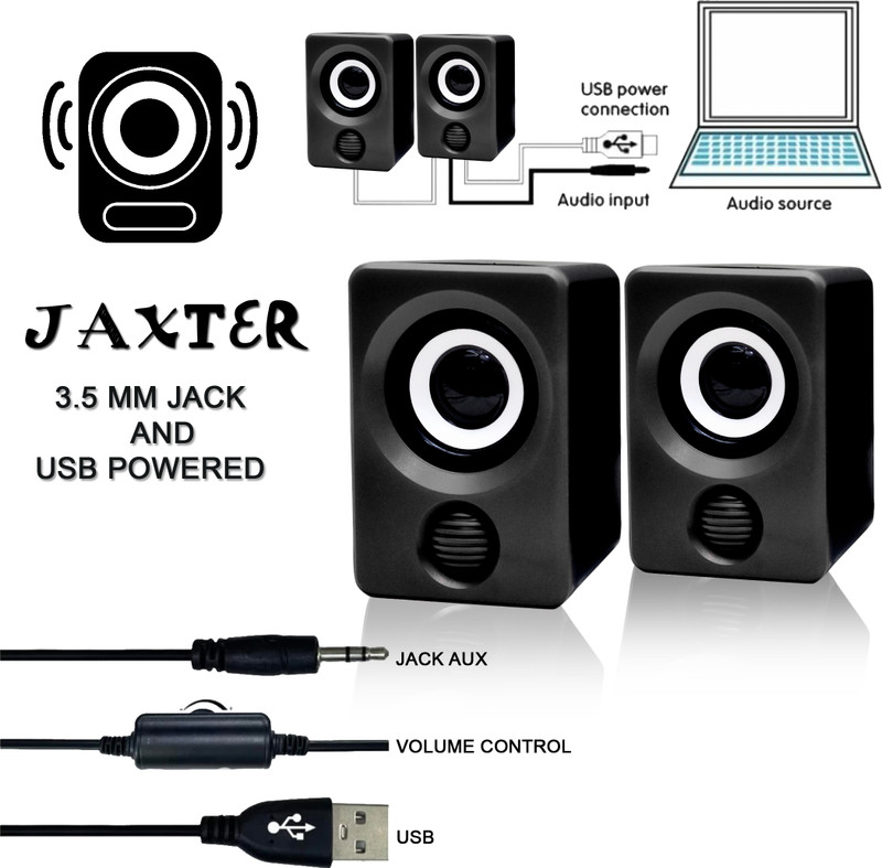 Coracao Compact 6W Multimedia Speakers Rich Bass,Clear Sound | Mobile/Laptop/Desktop Use 6 W Bluetooth Laptop/Desktop Speaker(Black, 2.1 Channel)