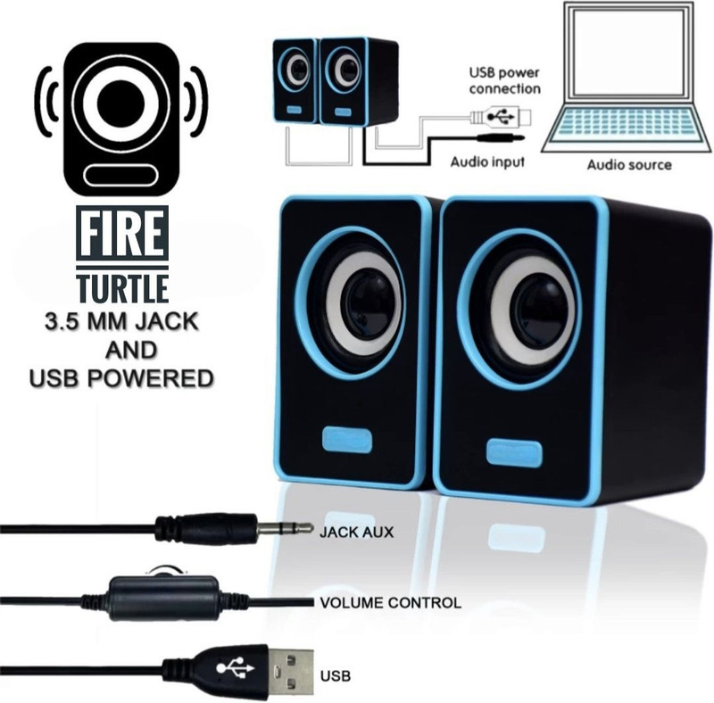 fire turtle Bass Sub woofer for PC Laptop /Desktop Speaker 6 W Laptop/Desktop Speaker(Blue, 2.1 Channel)