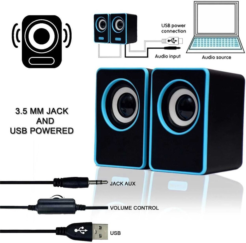 fire turtle Bass Sub woofer for PC Laptop /Desktop Speaker 6 W Laptop/Desktop Speaker(Blue, 2.1 Channel)
