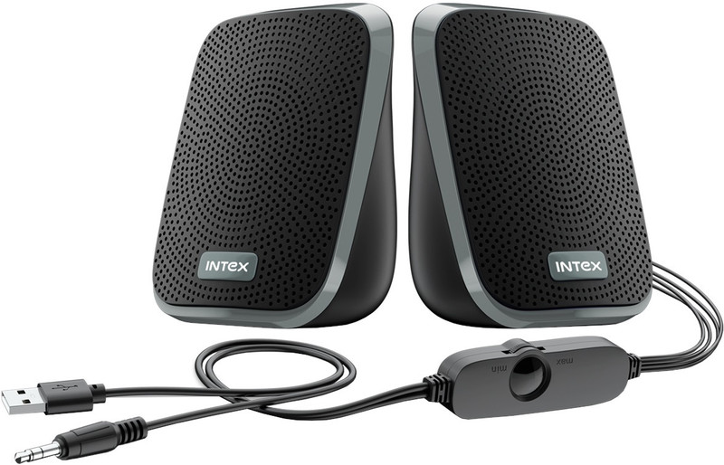 Intex IT 120 DESKTOP SPEAKER 2.0 10 W Laptop/Desktop Speaker(Grey, Black, 2.0 Channel)