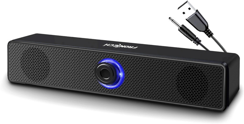 Frontech 1.0 USB with AUX | LED Lights| Volume Control | PC, Mobile SPK-0008 10 W Laptop/Desktop Speaker(Black, Mono Channel)