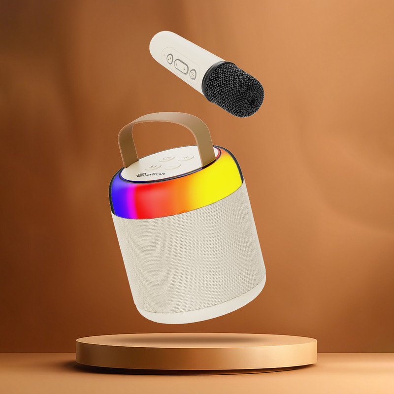 PTron Funk Mojo / Fusion Bliss w/ Karaoke Mic, 16W Pristine Sound, 6Hrs Playtime 16 W Bluetooth Speaker(Light Cream, Mono Channel)