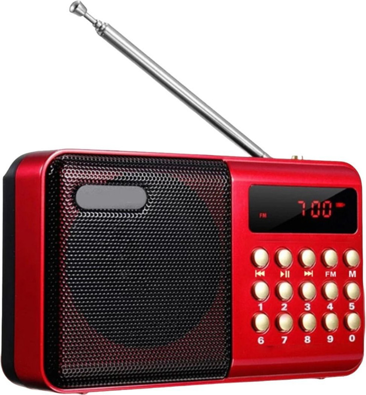 otoobest Pocket FM Radio Bluetooth Speaker, Hidden Antenna, 6W|12 Hours AUX, SD Card, USB 6 W Bluetooth Speaker(Red, 2.0 Channel)
