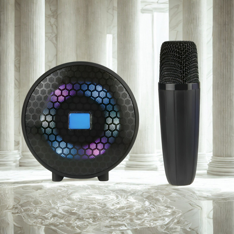 bbucks Portable Music Speaker with Wireless Karaoke Mic 10 W Bluetooth Speaker(Multicolor, 2.1 Channel)