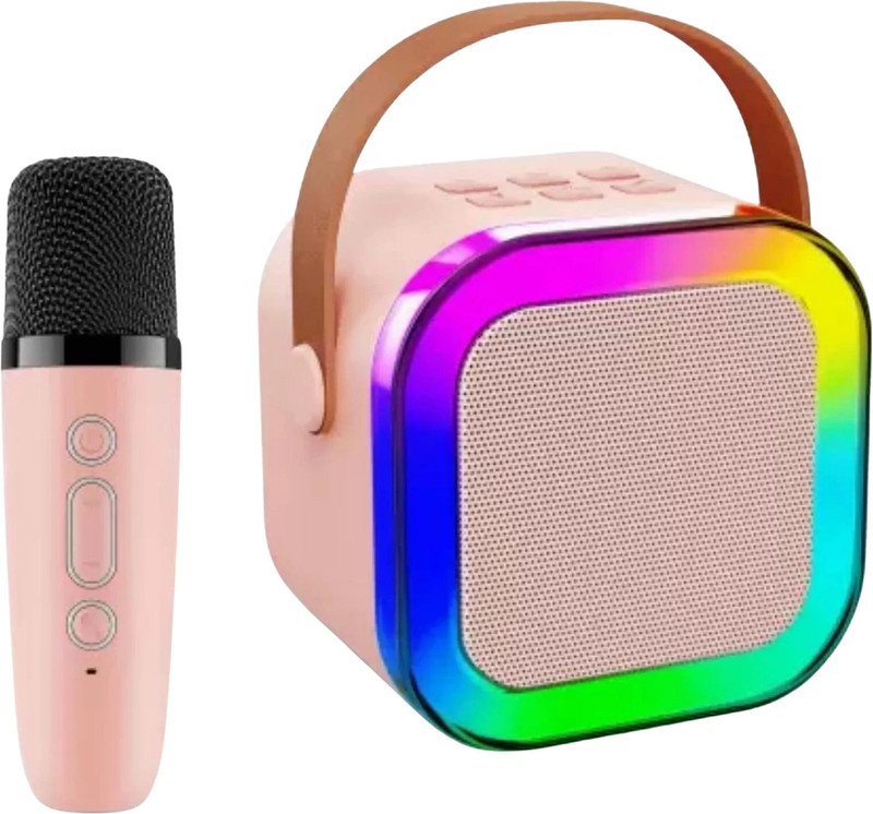 Nilika Enterprises Mini Wireless Bluetooth Karaoke Speaker with Mic RGB Lights Portable Mic Speaker 5 W Bluetooth Speaker(Pink, Stereo Channel)