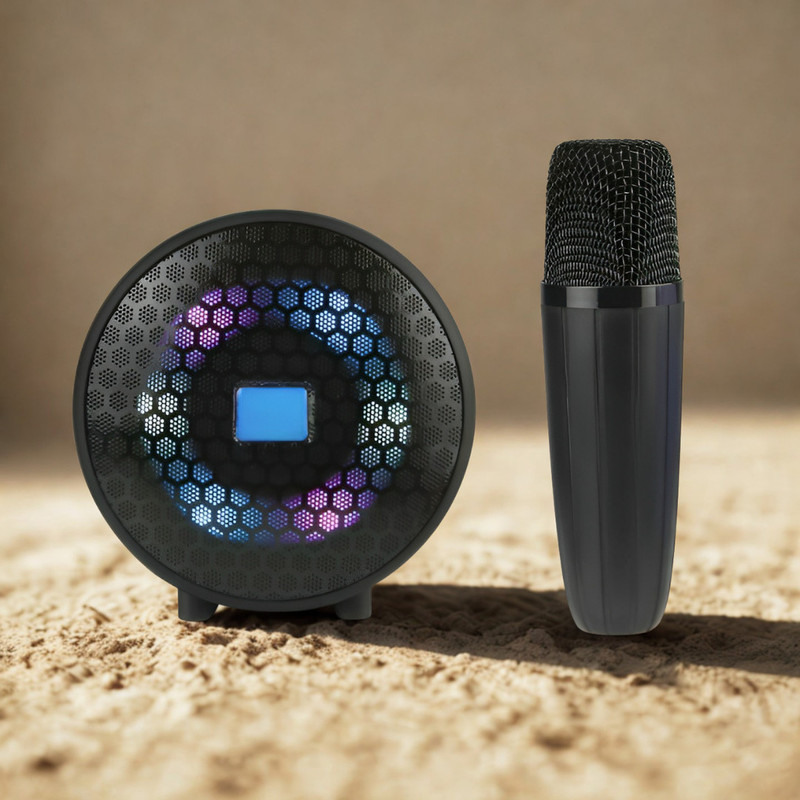 bbucks Portable Speaker with Wireless Mic and RGB LEDs 10 W Bluetooth Speaker(Multicolor, 2.1 Channel)