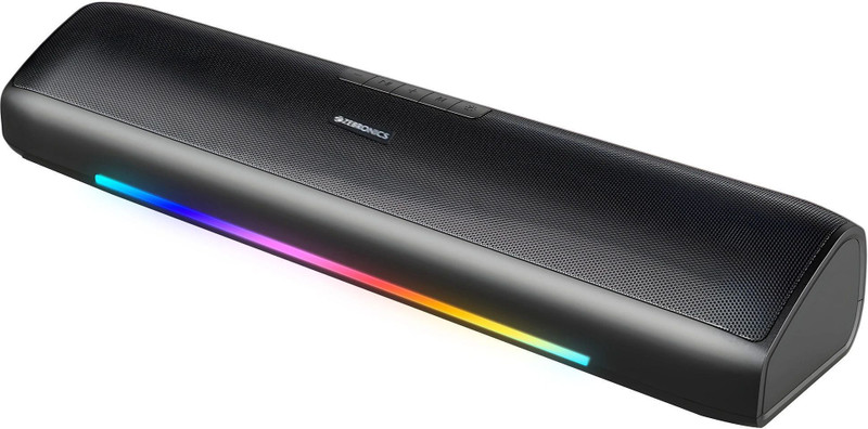 ZEBRONICS Vita Bar 200, Dual Drivers, Upto 8H Playback,USB/AUX, RGB LED, Type-C Charging 24 W Bluetooth Speaker(Black, Stereo Channel)