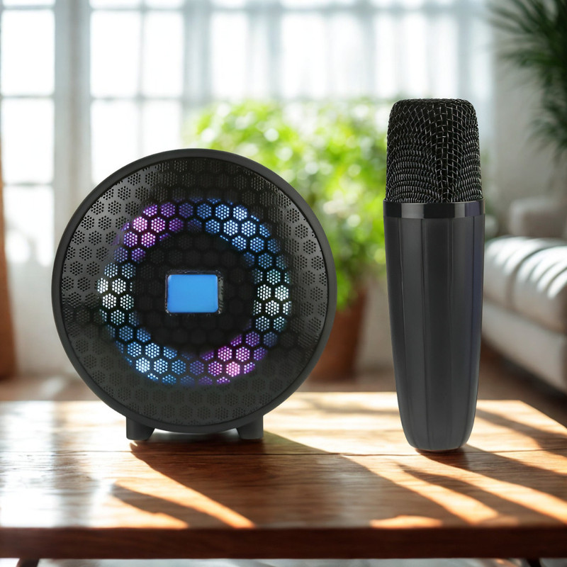 bbucks RGB Bluetooth Music Speaker with Wireless Mic 10 W Bluetooth Speaker(Multicolor, 2.1 Channel)
