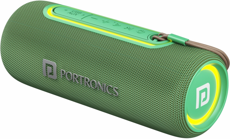Portronics Resound 2 HD Sound with Mic, RGB Lights, TWS Pairing, vBT 5.3, IPX5 15 W Bluetooth Speaker(Green, Stereo Channel)