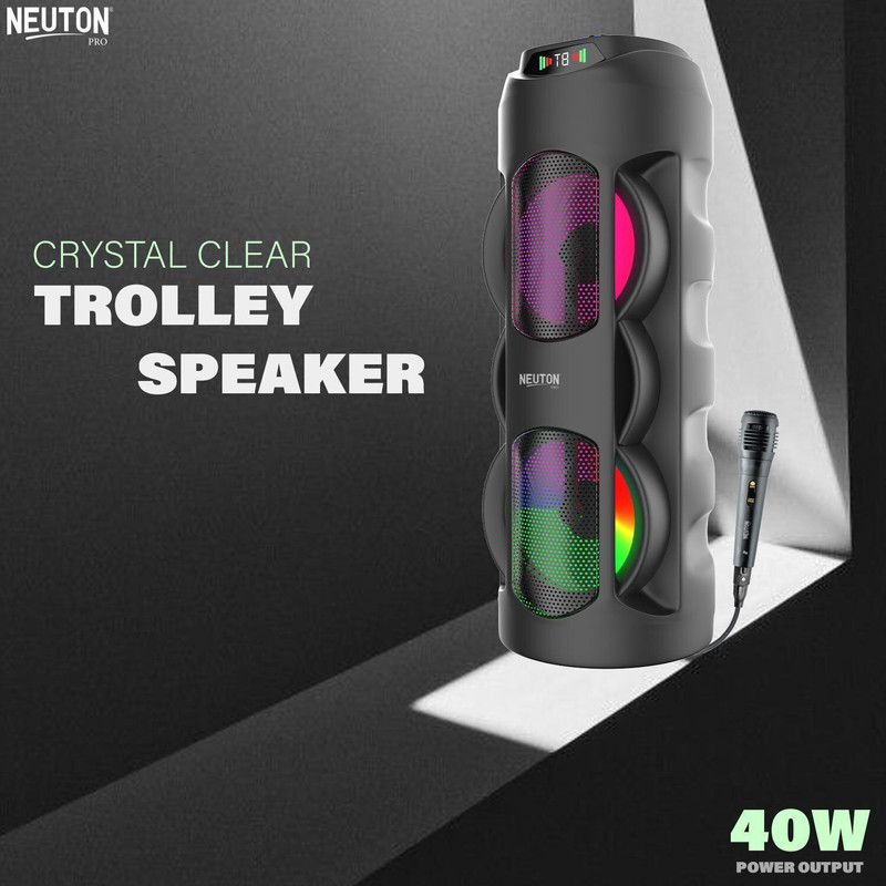 Neuton pro WOW 40W Bluetooth Speaker with Deep Bass, RGB Lights, 10H Battery 40 W Bluetooth Speaker(Black, 5.0 Channel)