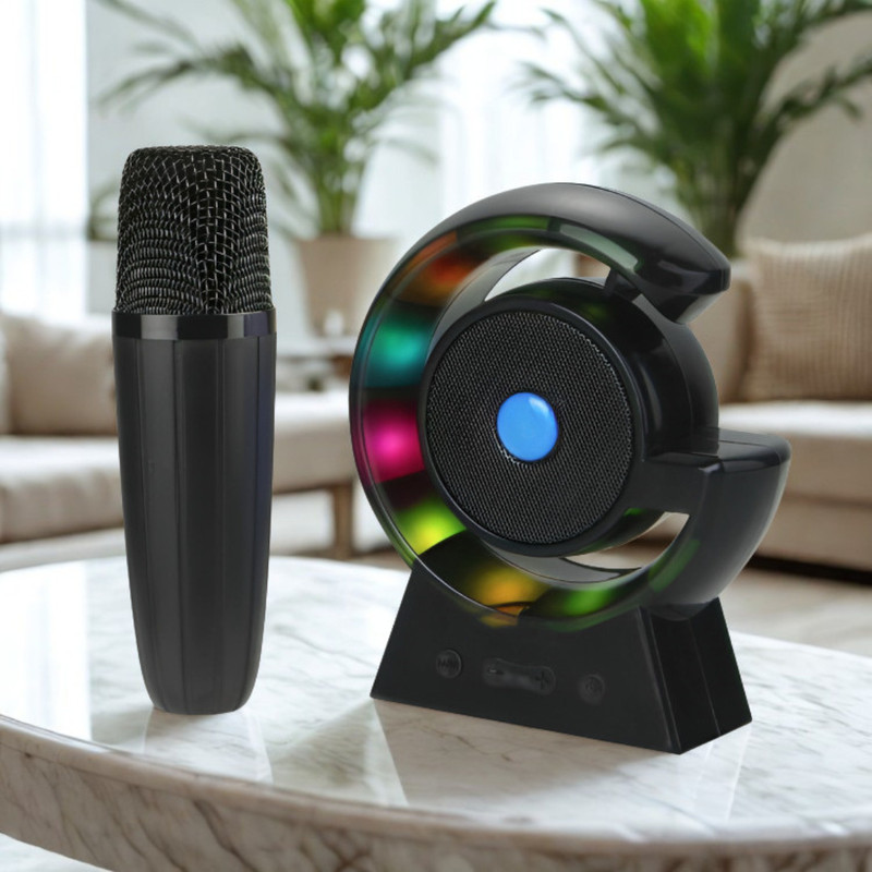 bbucks 10W Wireless Bluetooth Karaoke Speaker with Mic RGB Light USB FM 10 W Bluetooth Speaker(Multicolor, 2.1 Channel)