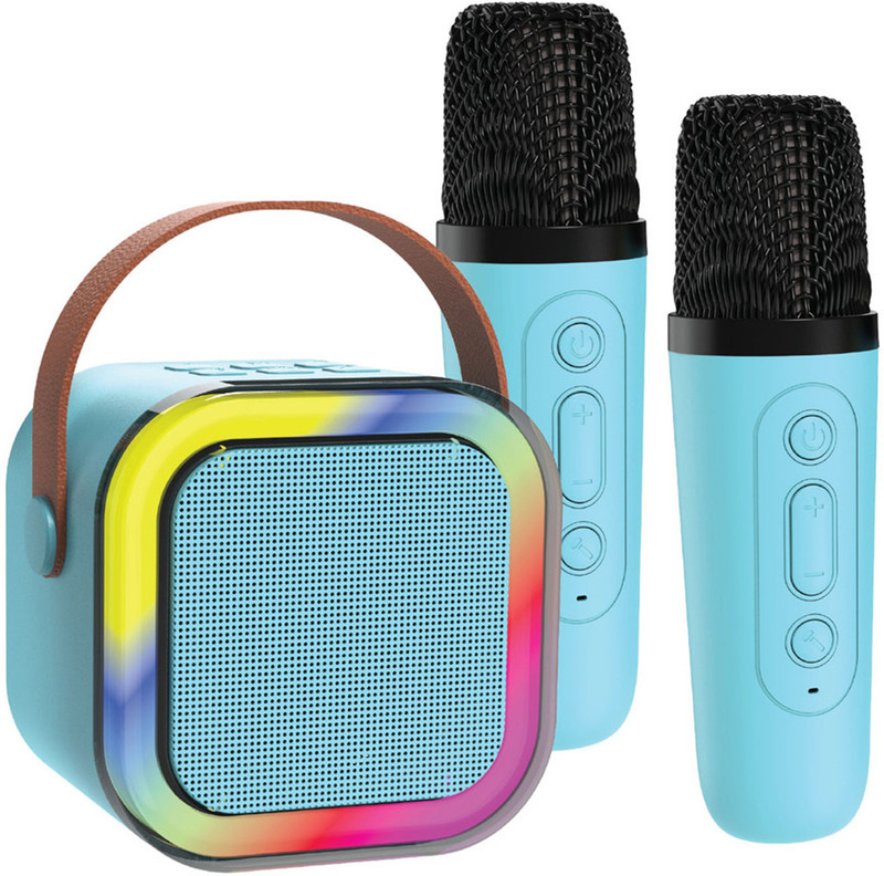 Karaoke Bluetooth Party Speaker with Free Mic | RGB Lights | 5 Voice Change Effects 5 W Bluetooth Speaker(Blue, 5.0 Channel)