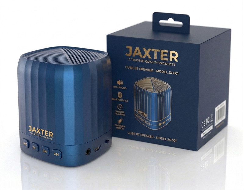 JAXTER Cube 5W Mini Bluetooth Speaker, Portable Wireless, 10H Playtime Travel Friendly 5 W Bluetooth Speaker(Blue, 5 Way Speaker Channel)