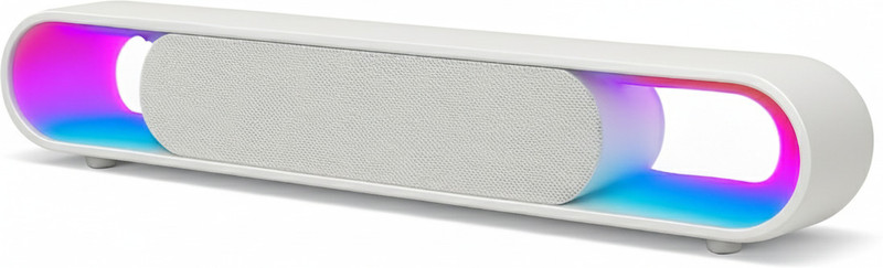 Coracao 18W Bluetooth Soundbar with 2000mAh Battery, 8H Playtime, RGB Lights, BT5.3 18 W Bluetooth Speaker(White, 5 Way Speaker Channel)