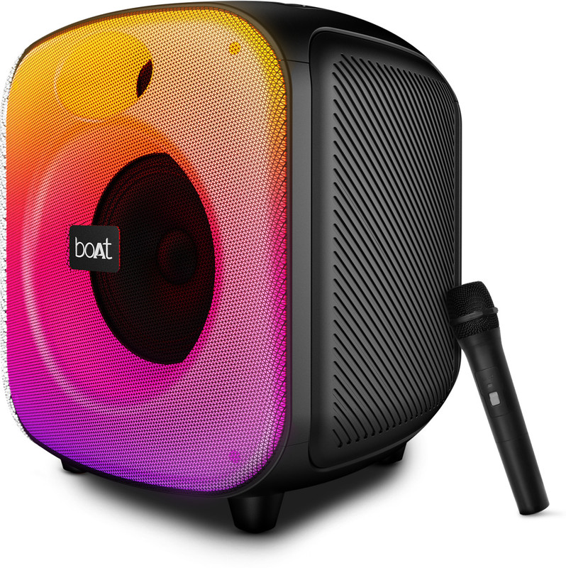 boAt Partypal 65 Pro, Wireless Karaoke Mic, 8H Battery, Bass Boost, RGB LEDs 42 W Bluetooth Party Speaker(Premium Black, Mono Channel)