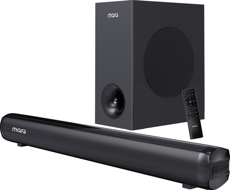 MarQ by Flipkart Thunder 160, 160 Watts, 2.1 Channel, Immersive cinematic experience, EQ Modes 160 W Bluetooth Soundbar(Black, 2.1 Channel)