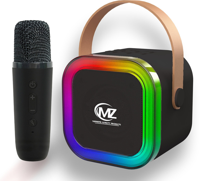 MZ Wirelss Karaoke Speakers with Microphone Rechargeable Bluetooth Mic RGB Light 6 W Bluetooth Party Speaker(Black, 5.0 Channel)