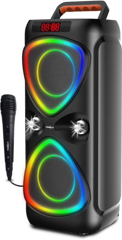 Frontech Smash-251 Party Speaker | RGB Lights | Dual 4” Drivers | TWS/FM/USB/TF/AUX | 30 W Bluetooth Party Speaker(Black, Stereo Channel)