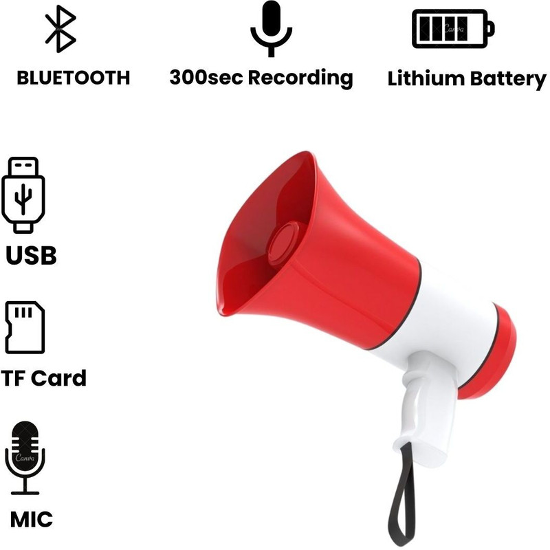 FRONY Handheld Megaphone with Siren, Microphone & Rechargeable for Outdoor EventsB402 Portable (Bhopu Speaker)Horn Voice Multiple Sirens Rechargeable Dual BatteryO402 Outdoor PA System(500 W)
