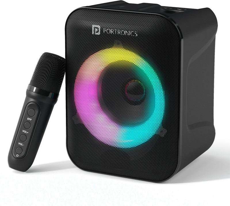 Portronics Apollo One 20W Bluetooth Portable Speaker With Wireless Karaoke Mic,5Hr Playtime 20 W Bluetooth Speaker(Black, Stereo Channel)