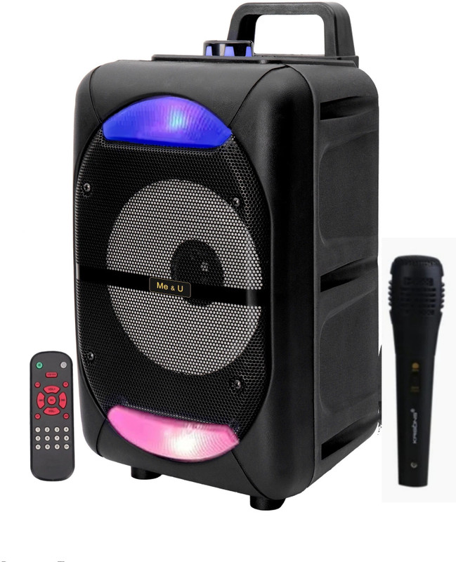 ME&U SoundFeast Pro with Bluetooth dancing RGB LIGHT FM USB AUX karaoke wired mic 50 W Bluetooth Party Speaker(Black, Mono Channel)