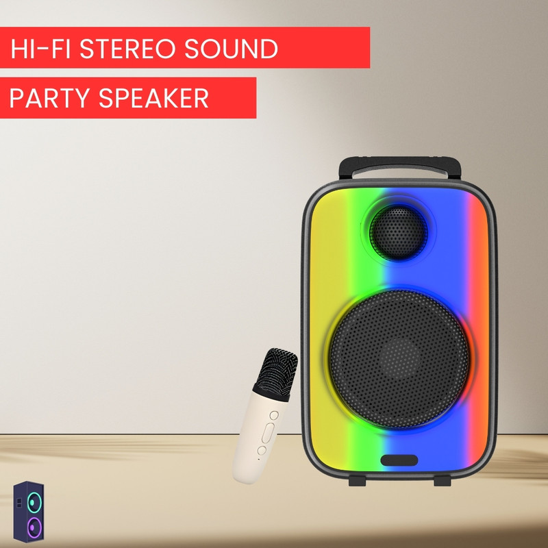 YAROH Rainbow (WIRELESS TROLLEY SPEAKER)Karaoke Mic & RGB Light With Hi Bass SoundB396 35 W Bluetooth Party Speaker(Black, 4.1 Channel)