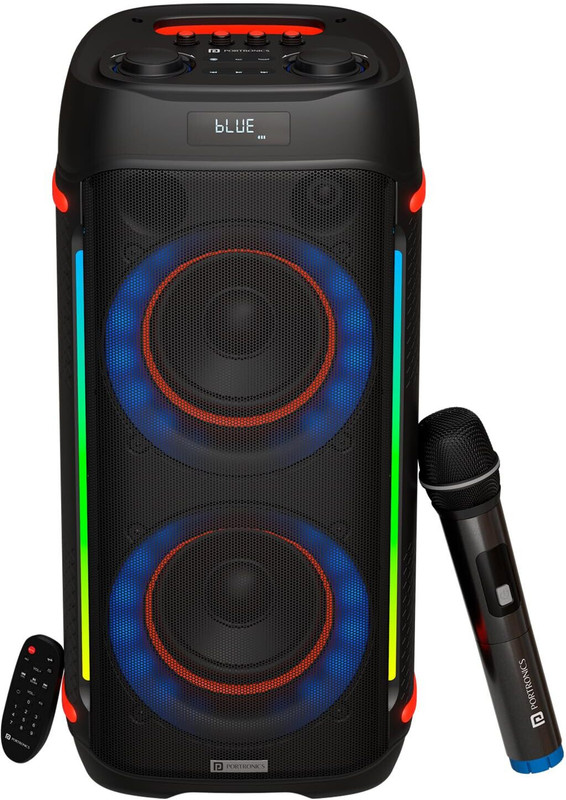 Portronics Iron Beats IV 250W Party Speaker With Dual 6" Subwoofer,4 Hrs Playtime,LED Light 250 W Bluetooth Party Speaker(Black, Stereo Channel)