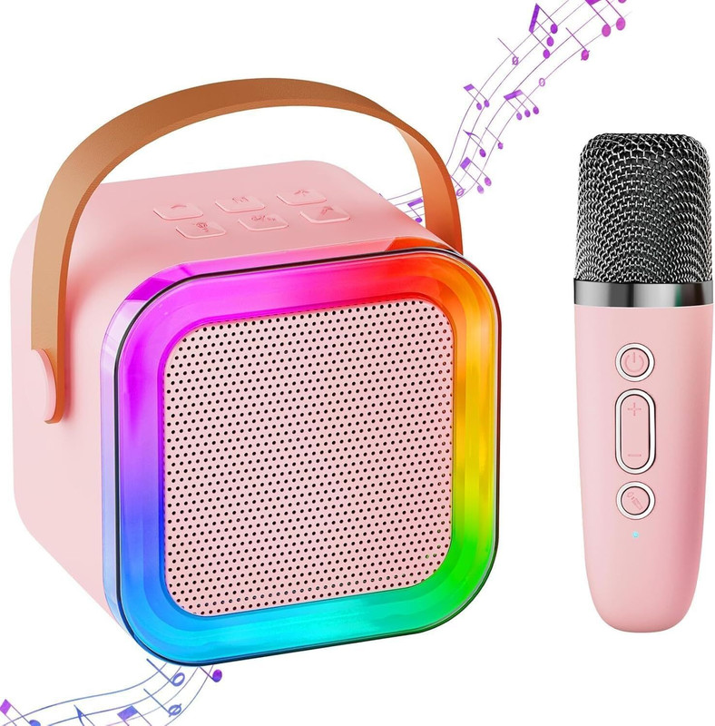 NIYAMAT Rechargeable Mini Bluetooth Karaoke Machine for Kids Wireless Microphone, Digital Sound Mixer
