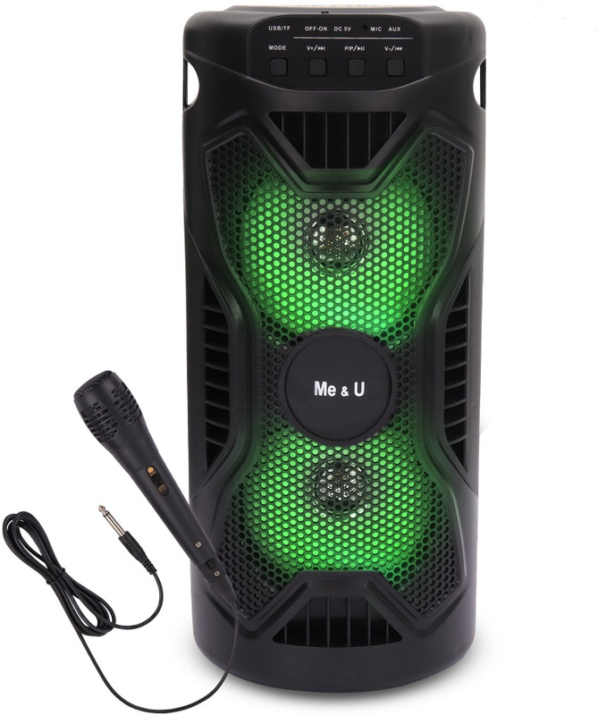 ME&U RockStar TWS UPTO 10 hours play time FM USB AUX BLUETOOTH KARAOKE MIC RGB LIGHT 30 W Bluetooth Party Speaker(Black, 2.0 Channel)