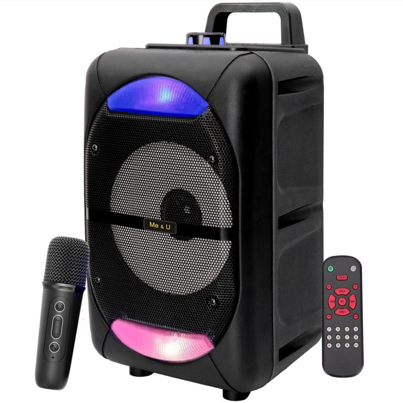 ME&U SargamMusic 8 hours play time BT TWS wireless Mic RGB light FM USB AUX 50 W Bluetooth Party Speaker(Black, Mono Channel)
