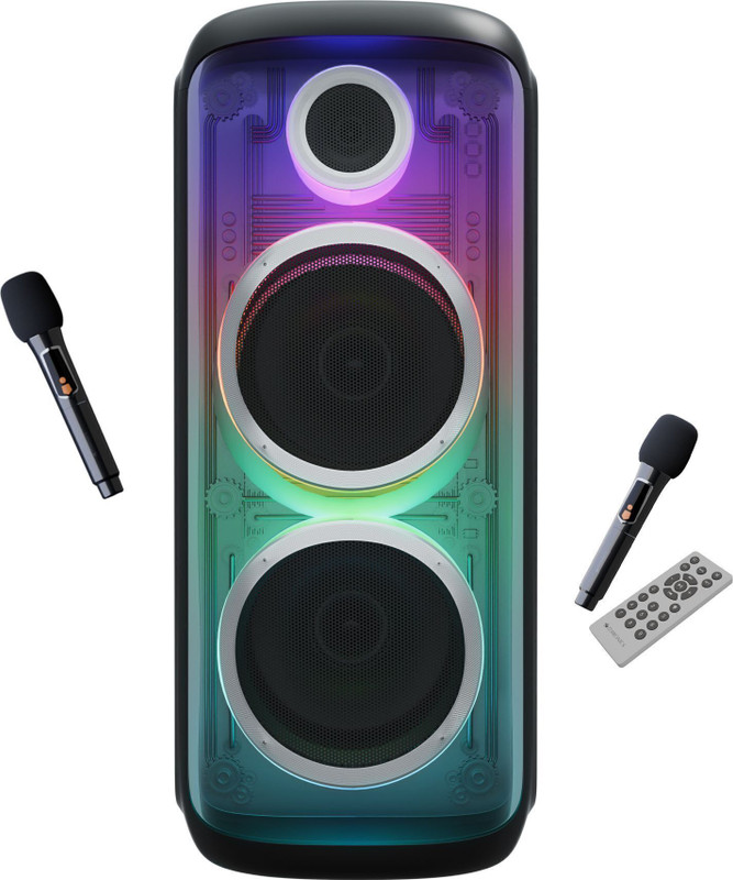 ZEBRONICS Party Fyre 510 TrolleySpeaker 3.5 hr Playback,DualMic,Karaoke,USB,AUX,RGB 160 W Bluetooth Party Speaker(Black, Mono Channel)
