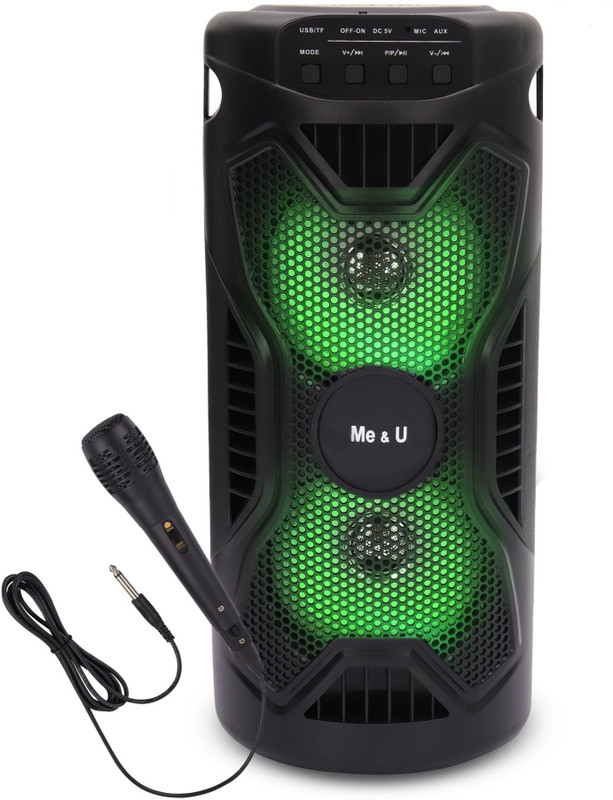 ME&U RockStar Music 12 hours play time BT TWS Mic RGB light FM USB AUX 30 W Bluetooth Party Speaker(Black, 2.0 Channel)