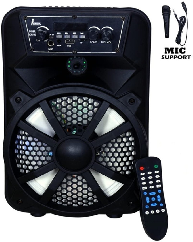 Gk King Series 8-inch Woofer, With Mic, 4 hours Playback With Led Lights,USB Input 80 W Bluetooth Party Speaker(Black, Mono Channel)