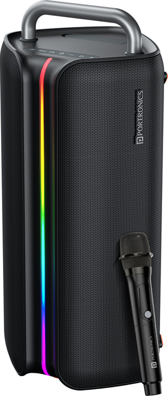 Portronics Nebula X 150W Party Speaker, Wireless Karaoke Mic, 6 Hours Playtime, Bass Boost 150 W Bluetooth Party Speaker(Black, Stereo Channel)