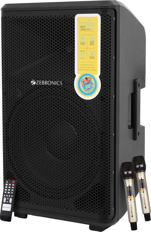 ZEBRONICS Epic, Wireless BT / USB / AUX /mSD/ FM , Volume, bass 300 W Bluetooth Party Speaker(Black, Mono Channel)