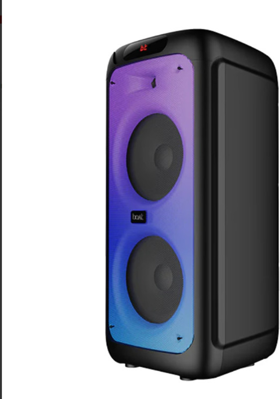 boAt 450 Signature Sound, Flame LEDs, Playtime upto 6 Hrs 2 Mics for Karaoke 180 W Bluetooth Party Speaker(Premium Black, Mono Channel)