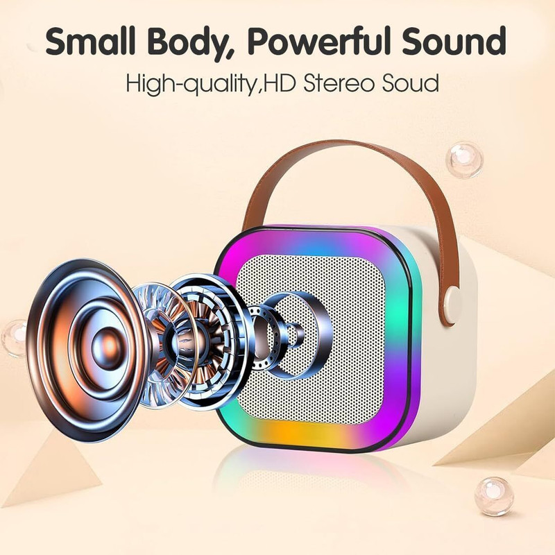 Meesaj Portable Karaoke Machine – Bluetooth Speaker with Mic & Dynamic Lights for Kids(Multicolor)