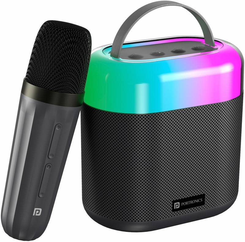 Portronics Dash 3 Wireless Karaoke Mic,5Hrs Playtime, RGB Lights 16 W Bluetooth Party Speaker(Black, Stereo Channel) - 43% off at DetectaDeal