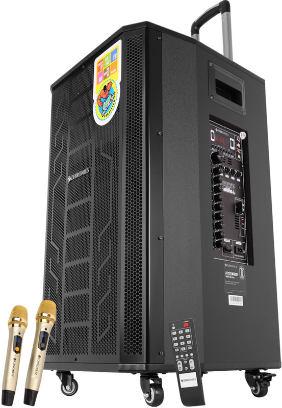 ZEBRONICS ZEB-PRO 2X15L1 (METAL PRO) with Dual Wireless Mic, 150 W Bluetooth Party Speaker(Black, Stereo Channel)