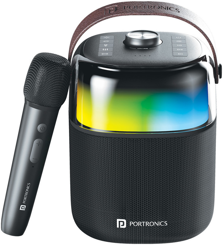 Portronics Dash 4 with Wireless Karaoke Mic, 6Hrs Playtime, HD Sound 50 W Bluetooth Speaker(Black, Stereo Channel)