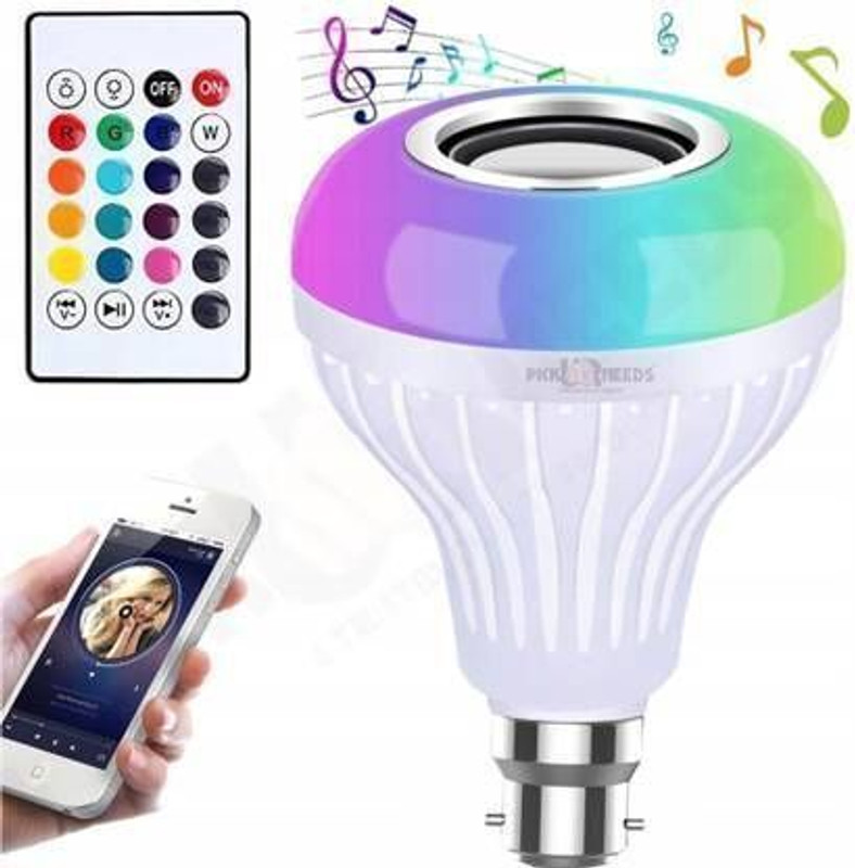 VIJYONICS Led Bulb with Bluetooth Speaker with Super bass Music Light Bulb with Siri Assistant Smart Speaker(White)