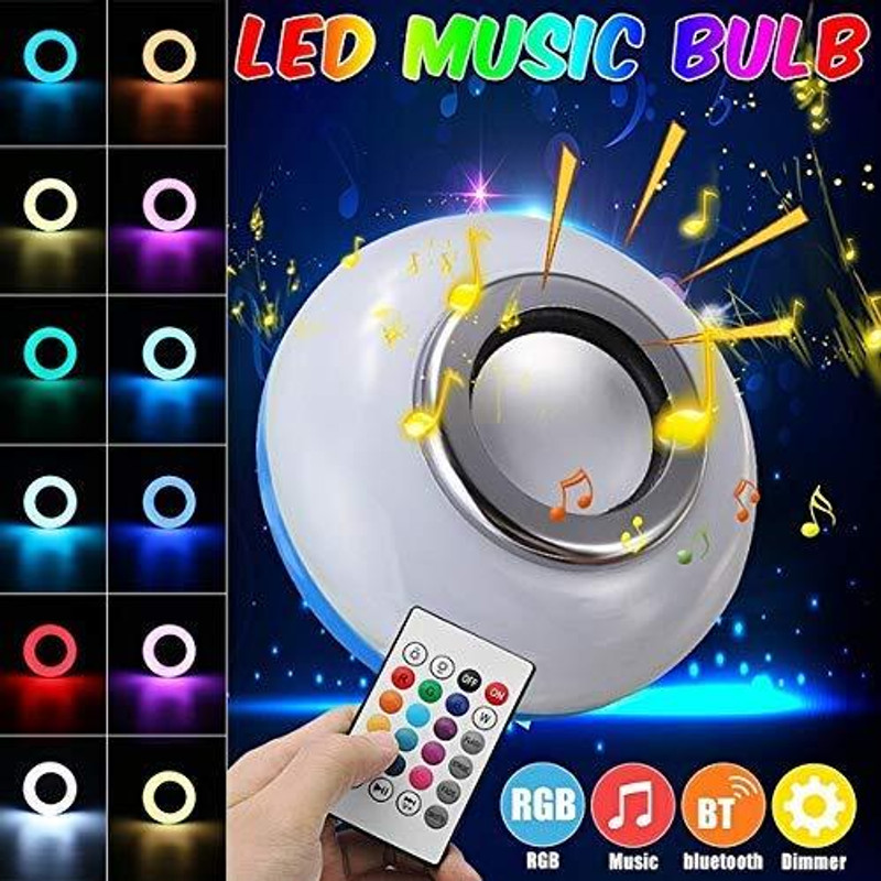 laxmi gold Portable LED Music Light Bulb With Remote Control with Google, Alexa & Siri Assistant Smart Speaker(White)