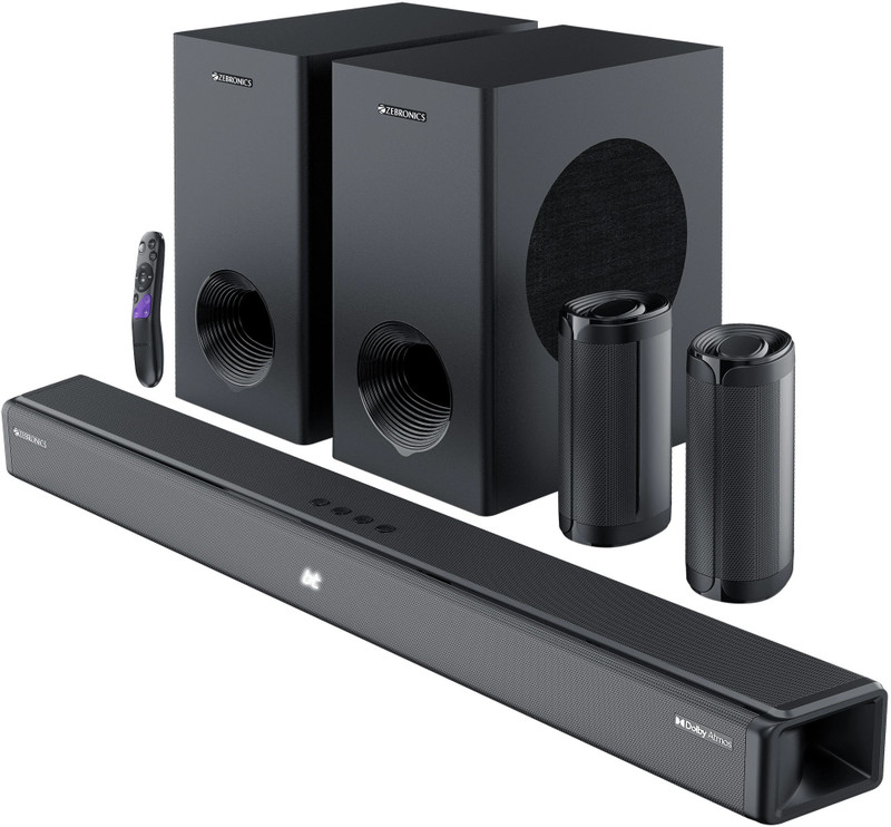 ZEBRONICS Juke Bar 9775 (Zeb-SBSPK C9),650W, 5.2.2 Surround, BTv5.3, Dolby Atmos 650 W Bluetooth Soundbar(Black, 5.2 Channel)