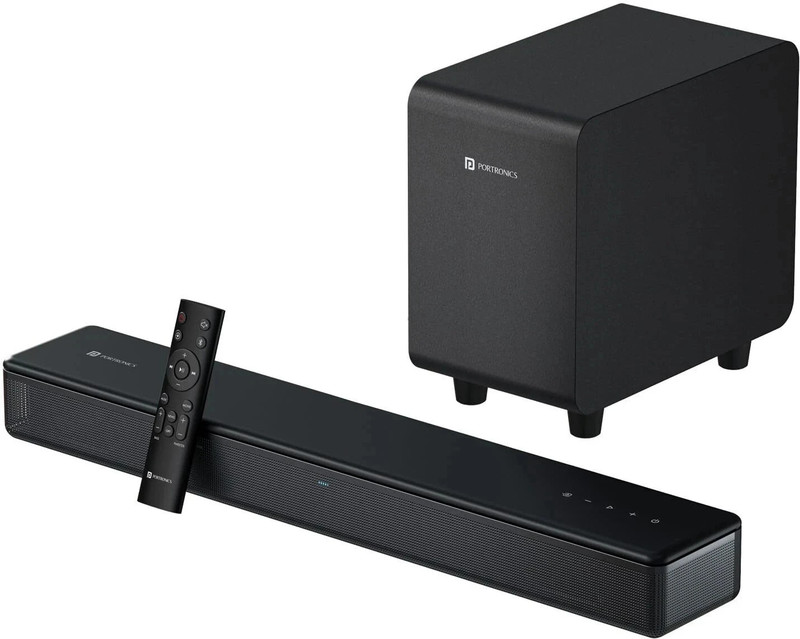 Portronics Sound Slick X 250W Bluetooth Soundbar With Wired Subwoofer Deep Bass,2.1 Channel 250 W Bluetooth Soundbar(Black, 2.1 Channel)