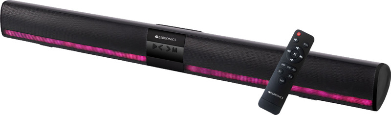 ZEBRONICS Ace Plus( SBSPK3) Portable with 10h of Playback, USB & mSD,AUX,RGB, TWS 30 W Bluetooth Soundbar(Black, Stereo Channel)