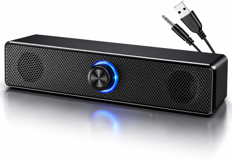 fire turtle 10W Computer Sound Bar, USB Powered Desktop Speaker with RGB, 3.5mm AUX Input 10 W Bluetooth Soundbar(Black, 2.0 Channel)